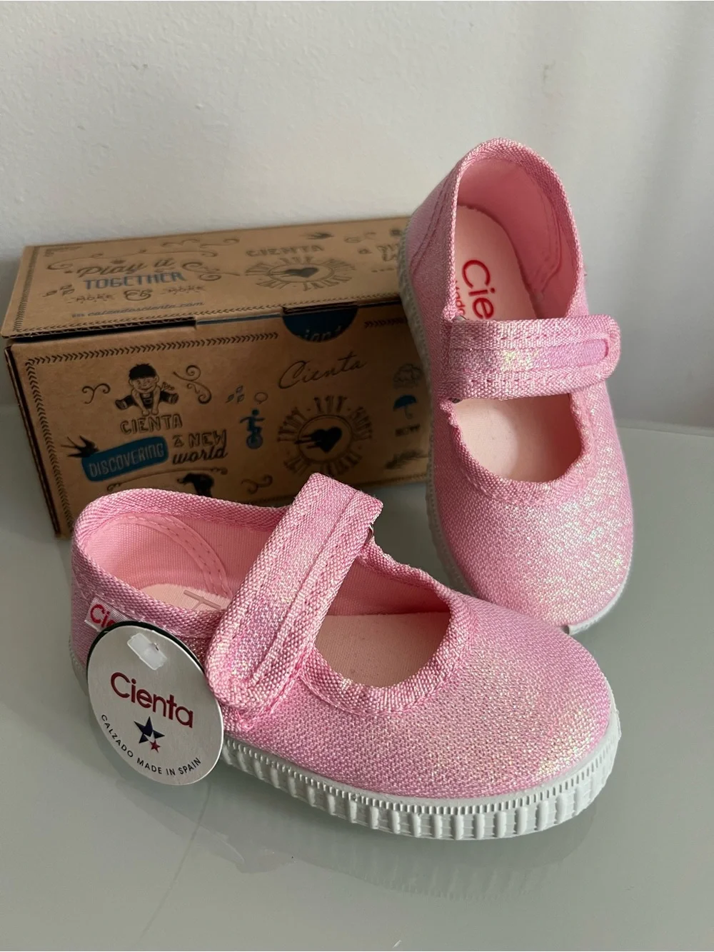 CIENTA Toddler Pink Sparkle Mary Jane Shoes, EU 21 - NEW